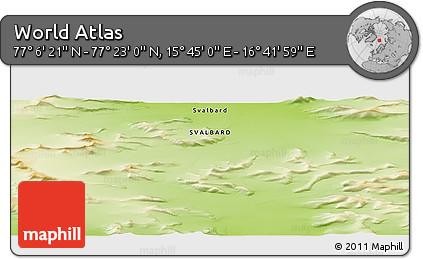 Physical Panoramic Map of the Area around 77° 14' 40" N, 16° 13' 30" E