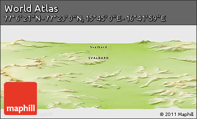 Physical Panoramic Map of the Area around 77° 14' 40" N, 16° 13' 30" E