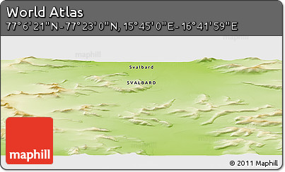Physical Panoramic Map of the Area around 77° 14' 40" N, 16° 13' 30" E