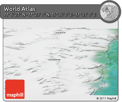 Satellite 3D Map of the Area around 77° 14' 40" N, 17° 4' 30" E
