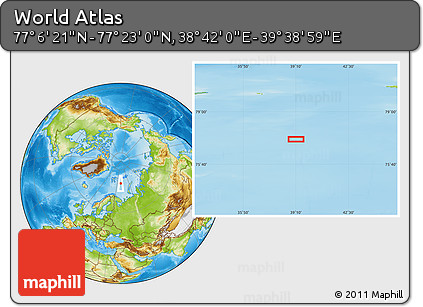 Physical Location Map of the Area around 77° 14' 40" N, 39° 10' 29" E