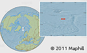 Savanna Style Location Map of the area around 77° 14' 40" N, 4° 19' 30" E, hill shading