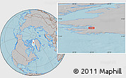 Gray Location Map of the area around 77° 14' 40" N, 66° 13' 29" W, hill shading