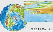 Physical Location Map of the area around 77° 14' 40" N, 66° 13' 29" W