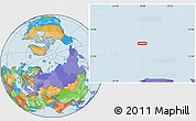 Political Location Map of the area around 77° 14' 40" N, 68° 55' 30" E