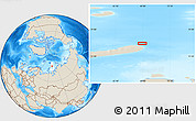Shaded Relief Location Map of the area around 77° 14' 40" N, 68° 55' 30" E