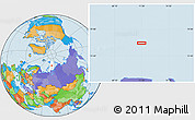 Political Location Map of the area around 77° 14' 40" N, 71° 28' 29" E
