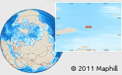 Shaded Relief Location Map of the area around 77° 14' 40" N, 71° 28' 29" E