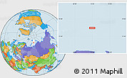 Political Location Map of the area around 77° 14' 40" N, 72° 19' 29" E