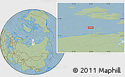 Savanna Style Location Map of the area around 77° 14' 40" N, 94° 25' 30" E, hill shading
