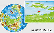 Physical Location Map of the area around 77° 14' 40" N, 96° 7' 30" E