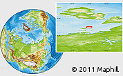 Physical Location Map of the area around 77° 14' 40" N, 96° 58' 29" E