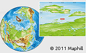 Physical Location Map of the area around 77° 14' 40" N, 97° 49' 29" E