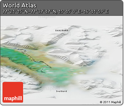 Satellite 3D Map of the Area around 77° 29' 31" N, 16° 13' 30" E
