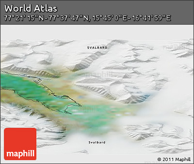 Satellite 3D Map of the Area around 77° 29' 31" N, 16° 13' 30" E