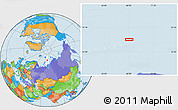 Political Location Map of the area around 77° 29' 31" N, 68° 4' 29" E