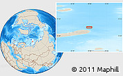 Shaded Relief Location Map of the area around 77° 29' 31" N, 68° 55' 30" E