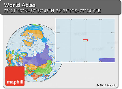 Political Location Map of the Area around 77° 29' 31" N, 77° 25' 30" E