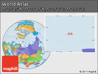Political Location Map of the Area around 77° 29' 31" N, 77° 25' 30" E