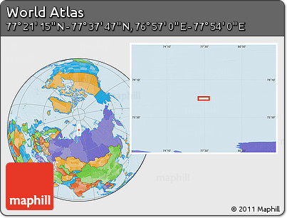 Political Location Map of the Area around 77° 29' 31" N, 77° 25' 30" E