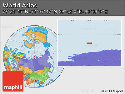 Political Location Map of the Area around 77° 29' 31" N, 90° 10' 30" E