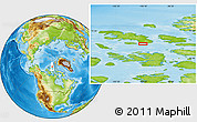 Physical Location Map of the area around 77° 44' 16" N, 100° 13' 29" W