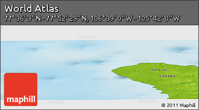 Physical Panoramic Map of the Area around 77° 44' 16" N, 106° 10' 30" W