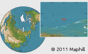Satellite Location Map of the area around 77° 44' 16" N, 130° 7' 30" E