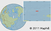 Savanna Style Location Map of the area around 77° 44' 16" N, 132° 40' 30" E, hill shading