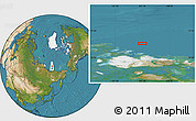 Satellite Location Map of the area around 77° 44' 16" N, 141° 10' 30" E