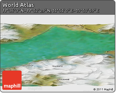 Satellite 3D Map of the Area around 77° 44' 16" N, 15° 22' 30" E