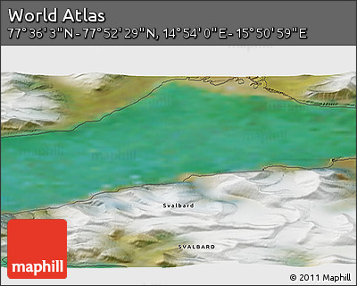 Satellite 3D Map of the Area around 77° 44' 16" N, 15° 22' 30" E