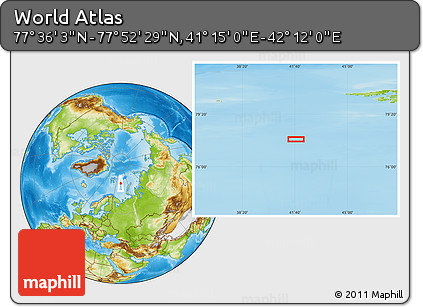 Physical Location Map of the Area around 77° 44' 16" N, 41° 43' 30" E