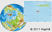 Physical Location Map of the area around 77° 44' 16" N, 45° 58' 30" E