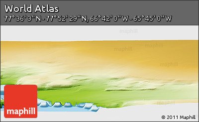 Physical Panoramic Map of the Area around 77° 44' 16" N, 66° 13' 29" W