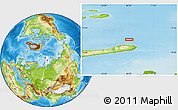 Physical Location Map of the area around 77° 44' 16" N, 68° 4' 29" E