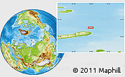 Physical Location Map of the area around 77° 44' 16" N, 68° 55' 30" E