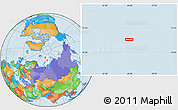 Political Location Map of the area around 77° 44' 16" N, 68° 55' 30" E