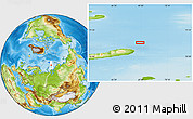 Physical Location Map of the area around 77° 44' 16" N, 69° 46' 30" E