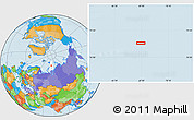 Political Location Map of the area around 77° 44' 16" N, 69° 46' 30" E