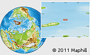 Physical Location Map of the area around 77° 44' 16" N, 70° 37' 30" E