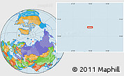 Political Location Map of the area around 77° 44' 16" N, 70° 37' 30" E