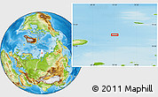 Physical Location Map of the area around 77° 44' 16" N, 73° 10' 30" E