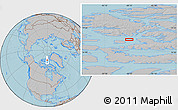 Gray Location Map of the area around 77° 44' 16" N, 89° 10' 30" W, hill shading