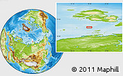 Physical Location Map of the area around 77° 44' 16" N, 94° 25' 30" E
