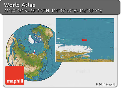 Satellite Location Map of the Area around 77° 58' 56" N, 112° 16' 30" E