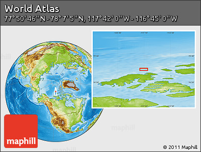 Physical Location Map of the Area around 77° 58' 56" N, 117° 13' 29" W