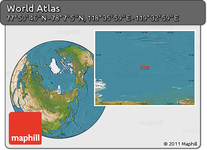 Satellite Location Map of the Area around 77° 58' 56" N, 119° 4' 29" E