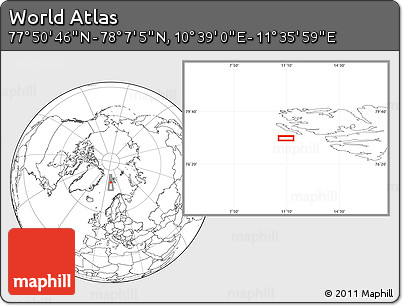 Blank Location Map of the Area around 77° 58' 56" N, 11° 7' 30" E