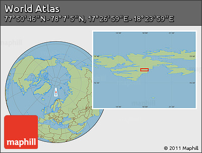 Savanna Style Location Map of the Area around 77° 58' 56" N, 17° 55' 29" E